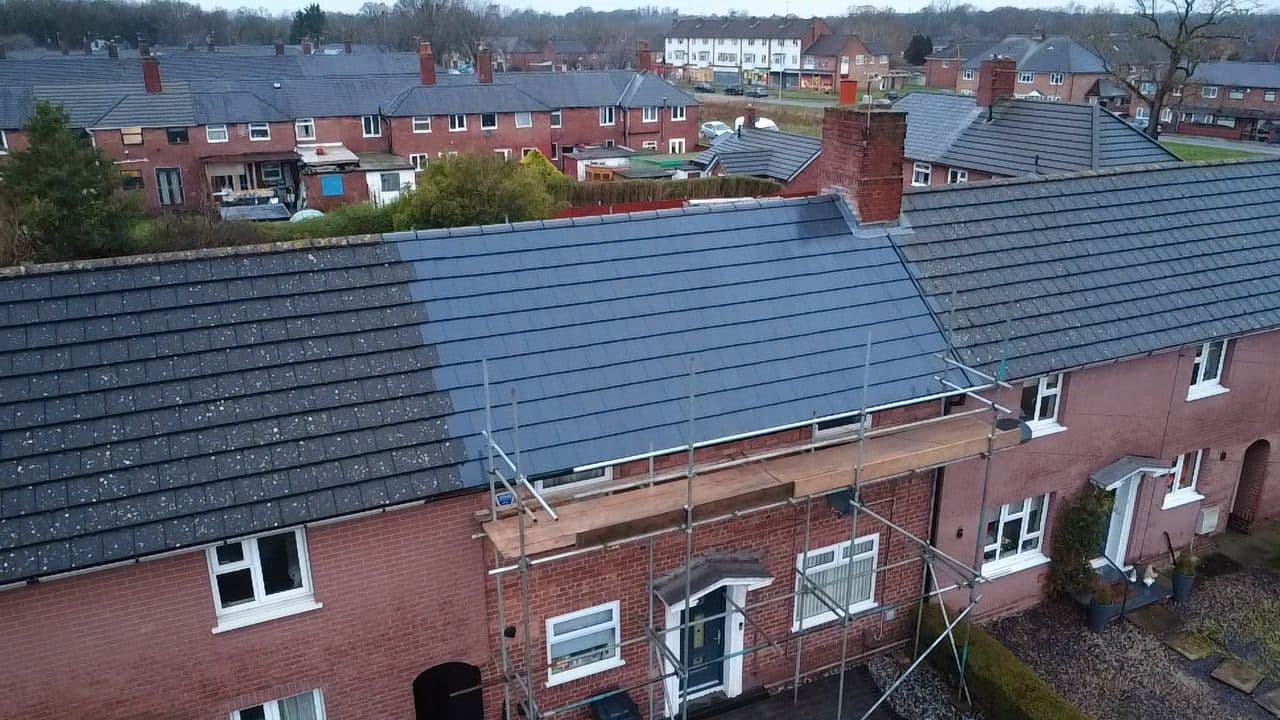 Slate reroof, detached in Frodsham, completed